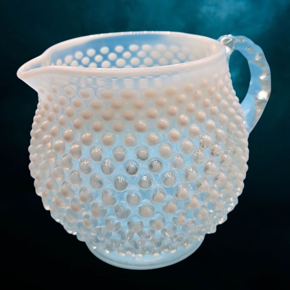 Vintage Fenton Hobnail Opalescent Pitcher — Moonstone White
